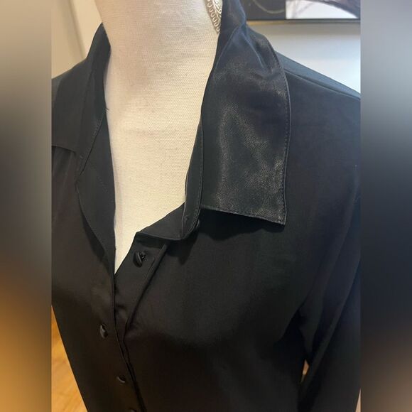 Franne Golde Black Harlow Button-Up Shirt size L NWT - Picture 4 of 12